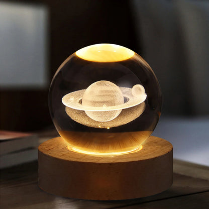 Crystal Ball LED Night Light Glowing Planet Galaxy Solar System Astronaut 3D Moon Table Lamp USB Bedroom Atmosphere Lamp