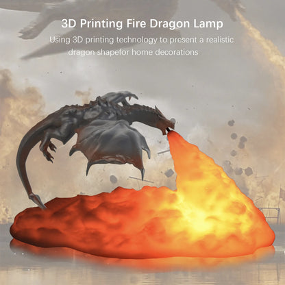 3D Printed Fire Dragon Night Light,Usb Rechargeable LED Lights,Table Lamp for Home Bedroom E-Sport Decora,As Kids',Adult Gifts