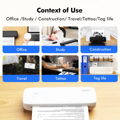 Portable Printers Wireless for Travel, Bluetooth Thermal Printer Compatible with Ios, Android, Laptop, Inkless Mobile Printer for Office, Home, School