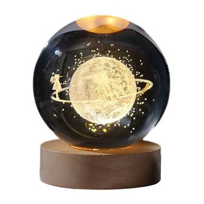 Crystal Ball LED Night Light Glowing Planet Galaxy Solar System Astronaut 3D Moon Table Lamp USB Bedroom Atmosphere Lamp