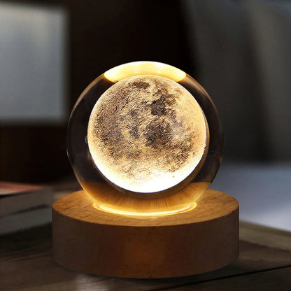 Crystal Ball LED Night Light Glowing Planet Galaxy Solar System Astronaut 3D Moon Table Lamp USB Bedroom Atmosphere Lamp