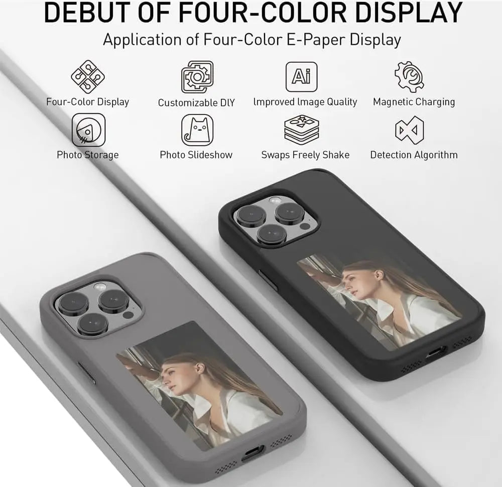 Smart Ink Phone Case 2024 New Smart NFC E-Ink Phone Case 4 Colors Imaging Display Photos for 13/14/15/Pro/Pro Max