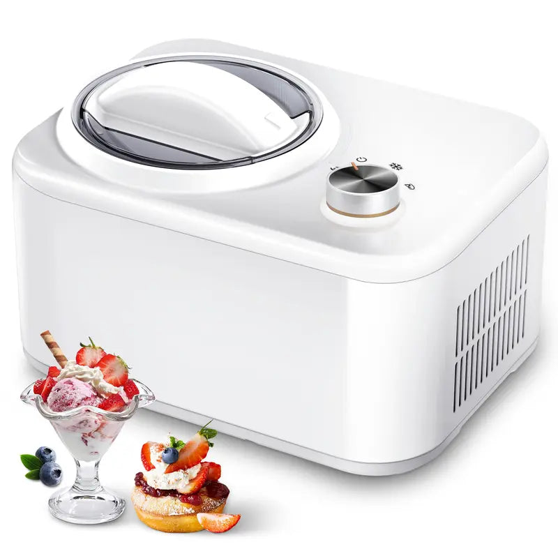 COWSAR Fully Automatic Ice Cream Maker with Built-In Compressor, 1Quart, Fruit Yogurt Machine Pre-Freezing Is No Needed,Removable Ice Cream Bowl, Easy Clean