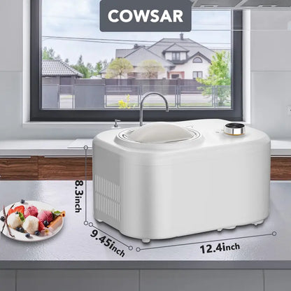 COWSAR Fully Automatic Ice Cream Maker with Built-In Compressor, 1Quart, Fruit Yogurt Machine Pre-Freezing Is No Needed,Removable Ice Cream Bowl, Easy Clean