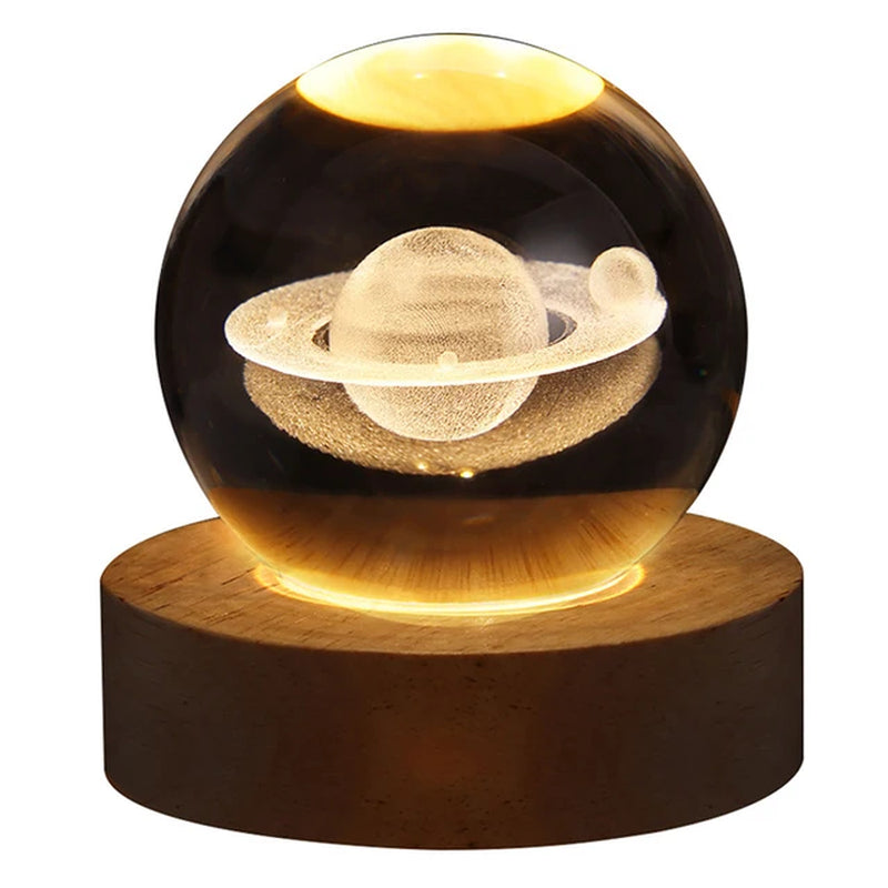 Crystal Ball LED Night Light Glowing Planet Galaxy Solar System Astronaut 3D Moon Table Lamp USB Bedroom Atmosphere Lamp