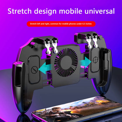 ABS 6 Fingers Gamepad Mobile Phone Shooting Gaming Button Triggers Gamepad with Cooling Fan for PUBG Game Controller Joystick