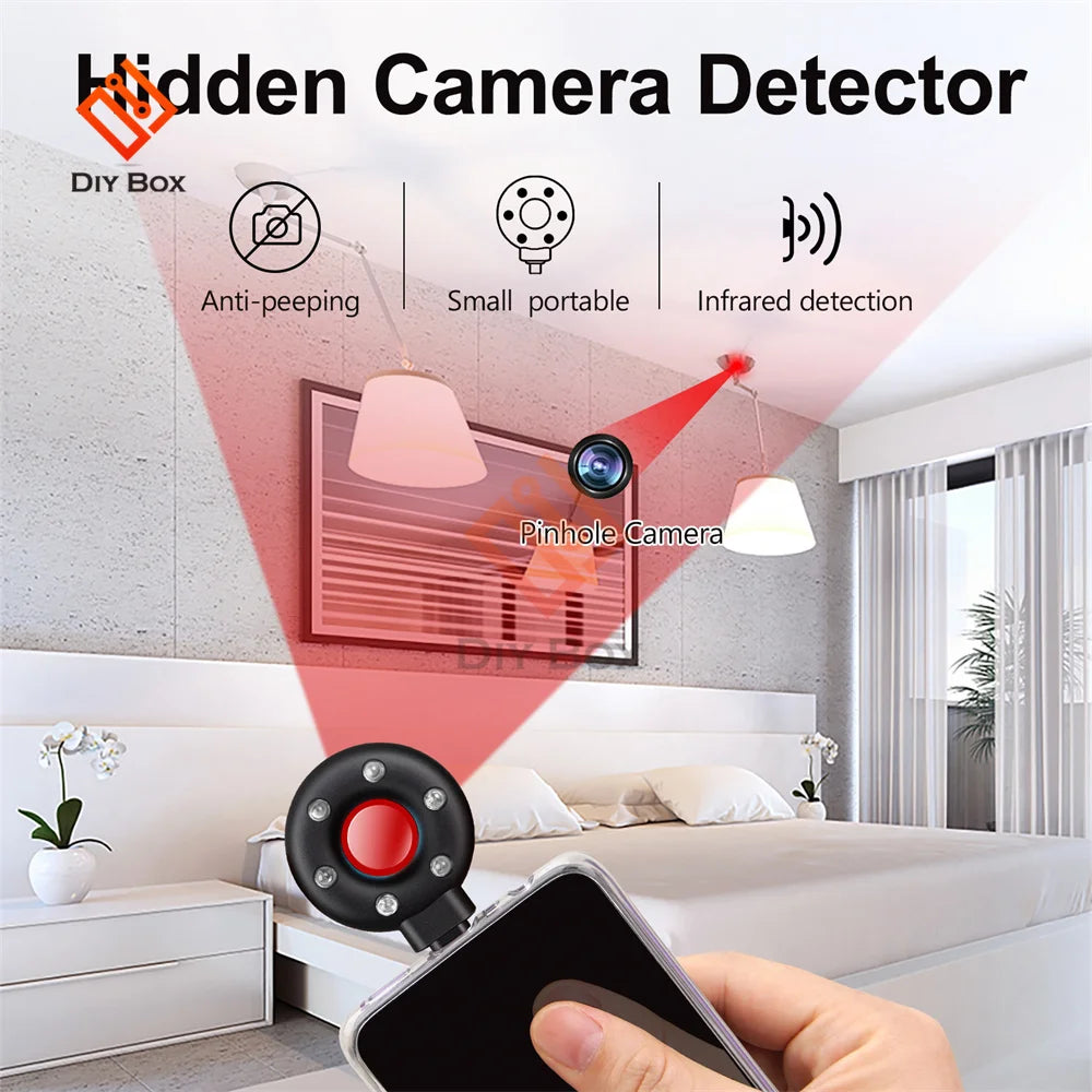 Portable Anti-Candid Camera Detector for Outdoor Travel Hotel Rental IR Alarm Hidden Camera Finder with Led Light