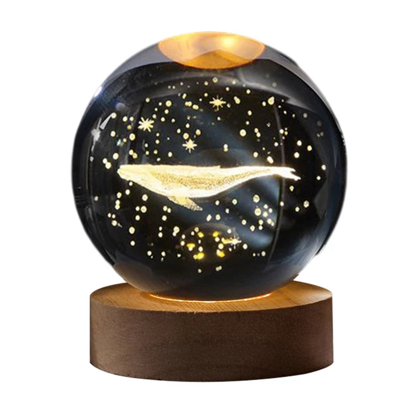 Crystal Ball LED Night Light Glowing Planet Galaxy Solar System Astronaut 3D Moon Table Lamp USB Bedroom Atmosphere Lamp