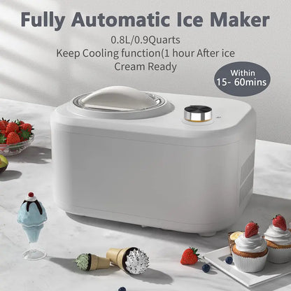 COWSAR Fully Automatic Ice Cream Maker with Built-In Compressor, 1Quart, Fruit Yogurt Machine Pre-Freezing Is No Needed,Removable Ice Cream Bowl, Easy Clean