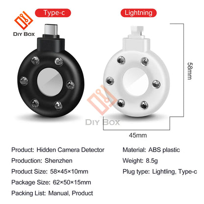 Portable Anti-Candid Camera Detector for Outdoor Travel Hotel Rental IR Alarm Hidden Camera Finder with Led Light