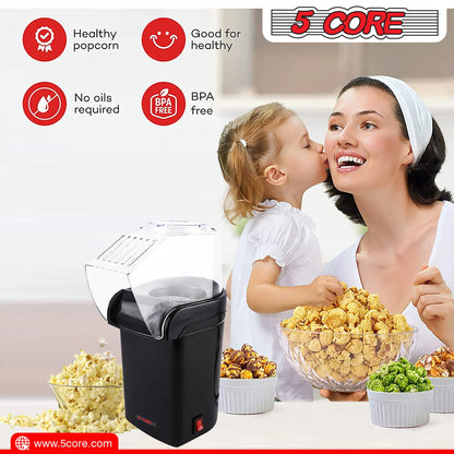 5Core Hot Air Popcorn Machine, 16 Cup, Electric Oil-Free Pop Corn Kernel Popper Bpa-Free Food Safe Black