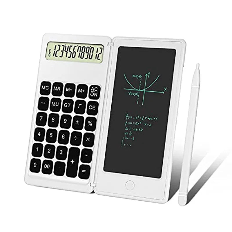 12-Digit Foldable Scientific Calculator Digital Large Display with an Erasable Writing Tablet Digital Drawing Pad Math Calculato