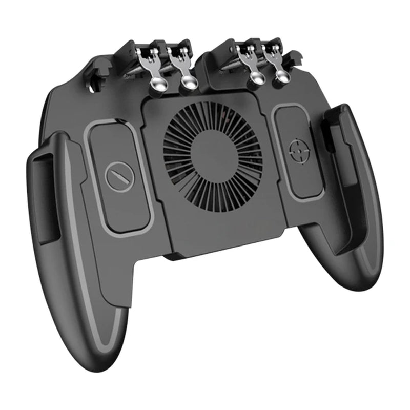 ABS 6 Fingers Gamepad Mobile Phone Shooting Gaming Button Triggers Gamepad with Cooling Fan for PUBG Game Controller Joystick