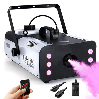 5Core Fog Machine Indoor Outdoor 1500W 6000CFM Fogger Smoke Machine W LED 2.5 L Tank Remote