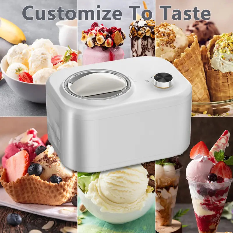 COWSAR Fully Automatic Ice Cream Maker with Built-In Compressor, 1Quart, Fruit Yogurt Machine Pre-Freezing Is No Needed,Removable Ice Cream Bowl, Easy Clean