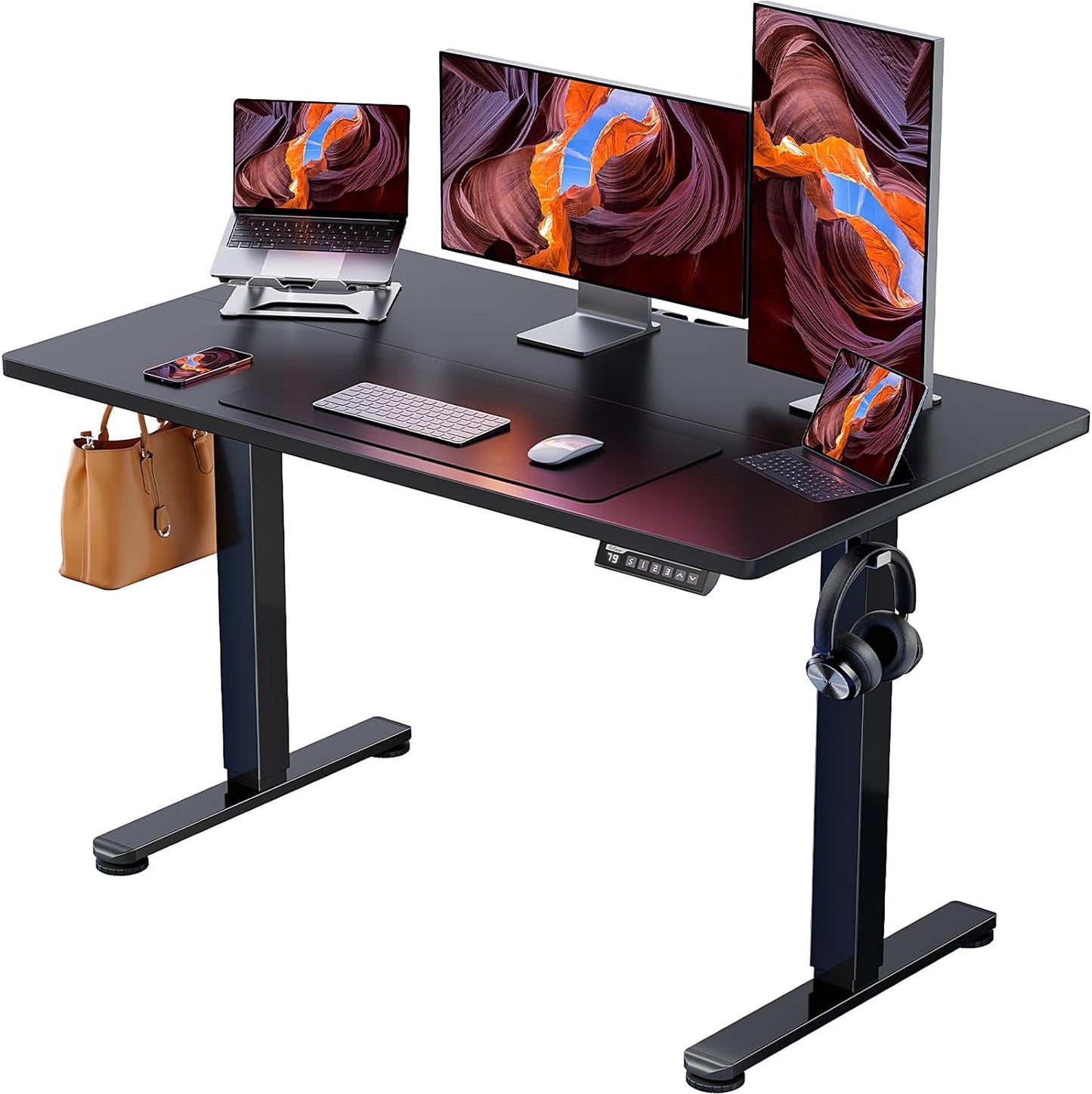 Height Adjustable Electric Standing Desk, 48 X 24 Inches Sit Stand up Desk, Memory Computer Home Office Desk (Black)