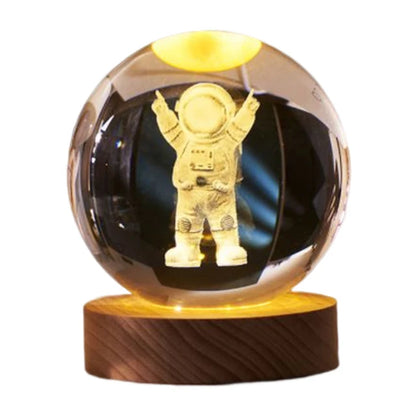 Crystal Ball LED Night Light Glowing Planet Galaxy Solar System Astronaut 3D Moon Table Lamp USB Bedroom Atmosphere Lamp