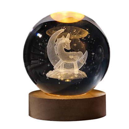 Crystal Ball LED Night Light Glowing Planet Galaxy Solar System Astronaut 3D Moon Table Lamp USB Bedroom Atmosphere Lamp