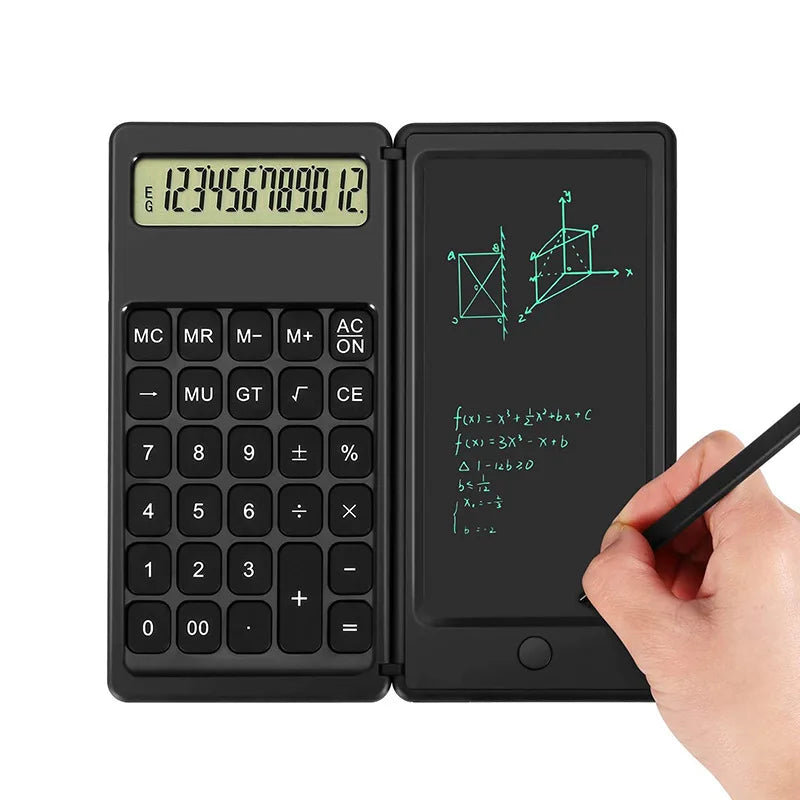 12-Digit Foldable Scientific Calculator Digital Large Display with an Erasable Writing Tablet Digital Drawing Pad Math Calculato